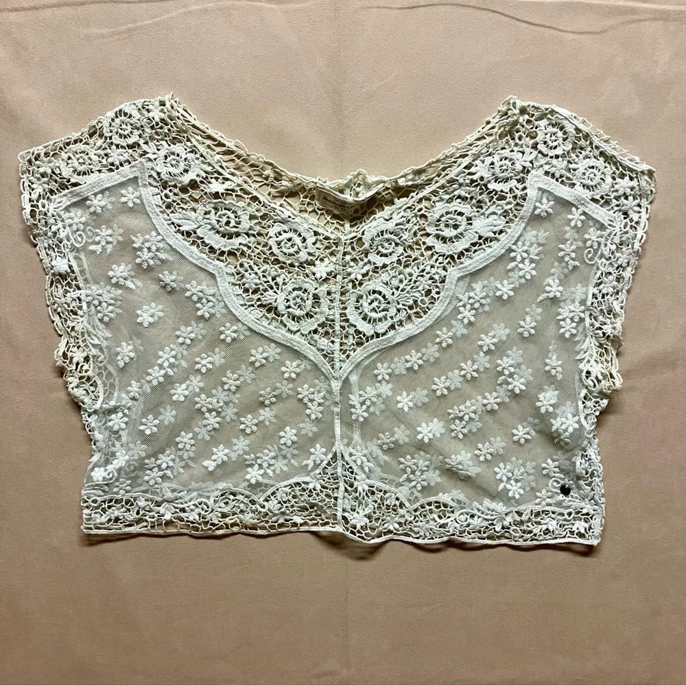 Abercrombie & Fitch Crochet Lace Crop Top Coquette Boho Sheer Layering OS